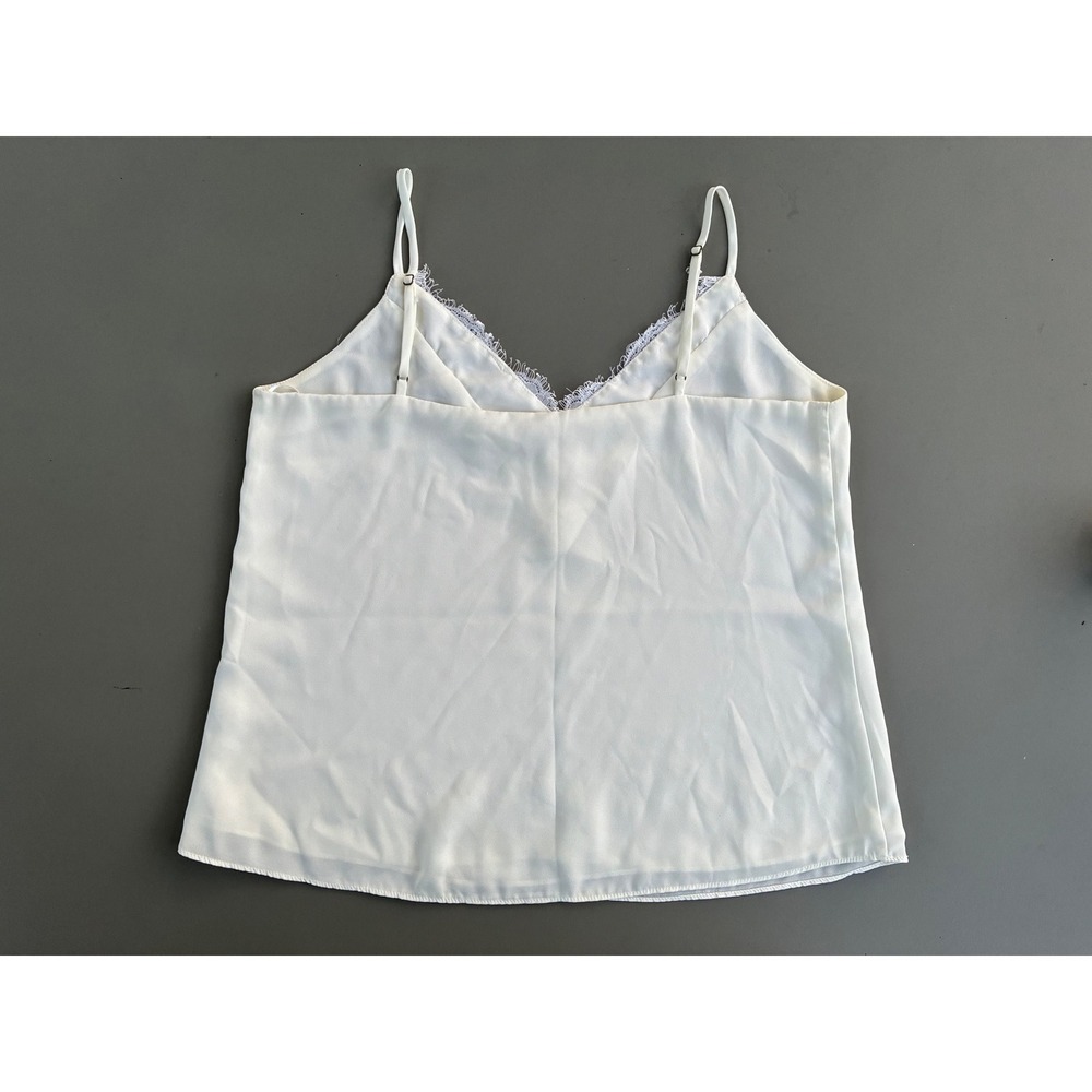 Socialite White Lace Trim Cami Top Womens Medium V-Neck Adjustable Straps Y2K - Picture 2 of 7